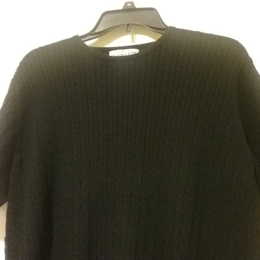 Vintage Pendleton Black 100% Cotton Cable Knit Sweater - Picture 3 of 13
